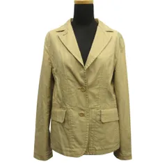 良品 組曲 クミキョク KUMIKYOKU コットン テーラード ジャケット ブレザー 無地 3 ベージュ レディース 古着 中古 USED