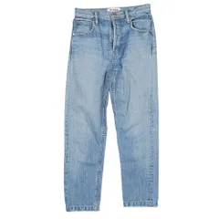 美品 BLACK BY MOUSSY ブラックバイマウジー コットン デニムパンツ ロゴ 刻印 ボタンフライ 比翼 ジーンズ Gパン ボトムス 23 青 レディース 古着 中古 USED