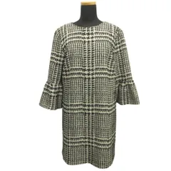 新品同様 ZARA WOMAN ザラ ウーマン フレアスリーブ ワンピース ドレス カットソー 七分丈 総柄 L 黒 ブラック 白 ホワイト レディース 古着 中古 USED