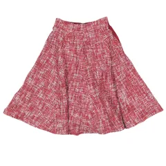 美品 TOCCA トッカ オンワード樫山 フレアミニスカート ラメ ツィード ボトムス サイドジップ 0 赤 白 ピンク レディース 古着 中古 USED
