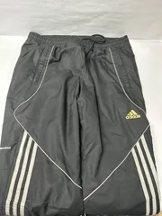 アディダス ウィンドブレーカー パンツ 黒 ゴールドロゴ クライマプルーフ ジャージ