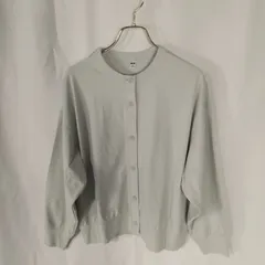 M1-02466【Women】UNIQLO(ユニクロ）カーディガン 長袖（L）/アイスグリーン K
