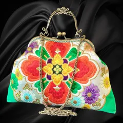 【No.719】着物リメイクバッグ、和風オリジナルバッグ、着物ショルダーバッグ