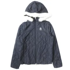 新品同様 Callaway キャロウェイ 2way キルティング 中綿 ジャケット ベスト ジャンパー フード 241-210980 サイズM 紺 ネイビー レディース 古着 中古 USED