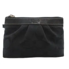 コーチ COACH シグネチャー アクセサリーポーチ キャンバス レザー 黒 ブラック /GV