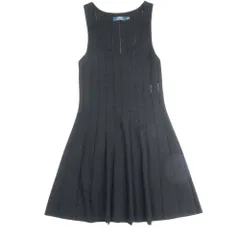 美品 POLO RALPH LAUREN ポロ ラルフローレン ニット ノースリーブ ワンピース ドレス フレアシルエット スリーブレス S 黒 ブラック レディース 古着 中古 USED