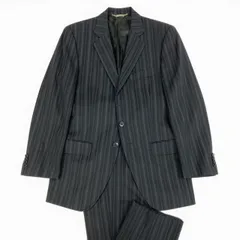 12a23 DOLCE＆GABBANA ドルチェアンドガッバーナ シングルスーツ セットアップ ビジネス ストライプ 46 ブラック ウール メンズ 男性用u02t