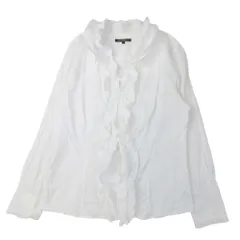 23区 オンワード樫山 フリル ストライプ ブラウス シャツ カットソー Vネック 長袖 大きいサイズ 44 白 ホワイト レディース 古着 中古 USED