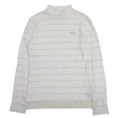 美品 Callaway キャロウェイ ボーダー ハイネック シャツ カットソー プルオーバー 長袖 ゴルフウェア S オフホワイト   レディース 古着 中古 USED