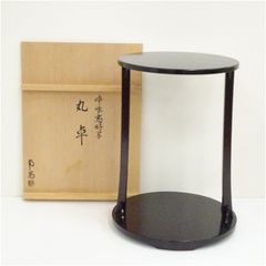 宗偏流 不審庵 十代家元山田宗囲書付 三夕棚 木製漆塗 茶棚 共箱