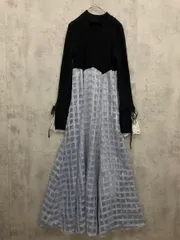 mily bilet ミウィビレット mi1019065 気分上がる美シルエット 袖レースリブニットドッキング ワンピース sizeL/黒×水色 ■■ レディース