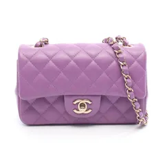 シャネル CHANEL ショルダーバッグ ミニマトラッセ20 パープル レザー ミニマトラッセ チェーンショルダー レディース Used A