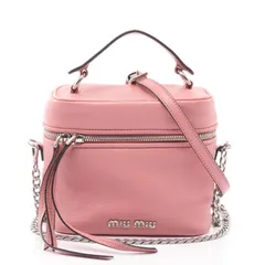 ミュウ ミュウ Miu Miu ハンドバッグ ピンク レザー バニティ 2wayショルダー レディース Used A