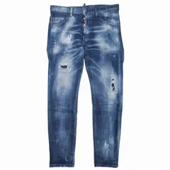 美品 20aw ディースクエアード DSQUARED2 Skinny Dan Jean ダメージ加工 クラッシュ ペイント デニム パンツ ジーンズ ジーパン Gパン スキニー スリム S74LB0756 サイズ46 インディゴ ブルー メンズ/