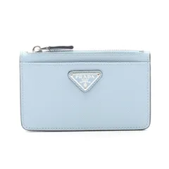 プラダ PRADA コインケース SAFFIANO TRIANGLE 2MC084 ライトブルー サフィアーノレザー トライアングルロゴ カードケース レディース Used A