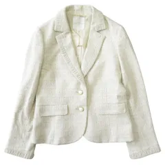 良品 組曲 KUMIKYOKU ツイード テーラード ジャケット ブレザー サイズ2 オフホワイト/ベージュ レディース 古着 中古 USED