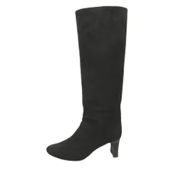 良品 22aw Le Talon GRISE ルタロン グリーズ ロング ブーツ シューズ 靴 フェイクスエードレザー L 24.5cm相当 黒 ブラック レディース 古着 中古 USED