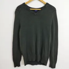 GAP ギャップ セーター Vネック 長袖 無地 コットン ニット 古着 カーキ系 オリーブ S プルオーバー  A524