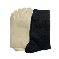 meri ja kuu メリヤクー 月と小さなワンピース 北アメリカの旅 冷えとり2足SET(シルクコットン)color 289 charcoal　靴下 ソックス