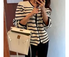 レディース ゴールドボタン 冬 ウール カーディガン ジャケット