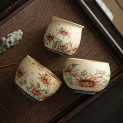 【新品未使用】青花火山赤主人杯陶磁器品茗杯家庭用工夫茶器個人専用カップ大容量カップ