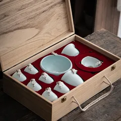 【新品未使用】創意汝窯工夫茶器セット家庭用オフィスでお茶を入れることができます。