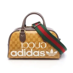 グッチ GUCCI ハンドバッグ GUCCI × adidas ミニ ダッフルバッグ GGクリスタル 702397 イエローブラウン/ブラウン PVCコーティングキャンバス レザー GUCCI×adidas GGクリスタル ミニ ダッフルバッグ