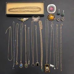 【遺品整理まとめて■54】ジュエリー　20点　MONET　SILVER　K18GP　ネックレス　ブローチ　イヤリング　カフス　アクセサリー