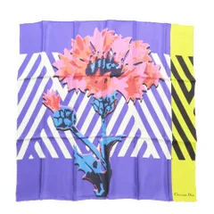 未使用 22ss Christian Dior クリスチャンディオール D-フラワー ポップ スカーフ 大判 花柄 D-FLOWER POP シルク マルチカラー レディース 古着 中古 USED