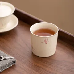 【新品未使用】草の木の灰色のピンクの陶磁器の主人の杯の個人の専用の杯の家庭用のコーラの杯はお茶の杯の暖かい手の杯を飲みます。