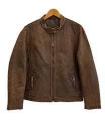 00s old gap レザージャケット シングルライダース ブラウン M - メルカリ