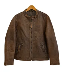 バイボイ VIIBOY 牛革 本革 シングルライダース スタンドカラー バンドカラー バイカー バイク ツーリング 茶 ジャケット ブラウン Lサイズ 101MT-5681