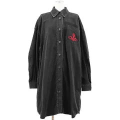 SALE【美品】Vivienne Westwood Red Label ヴィヴィアンウエストウッド レッドレーベル デニムシャツワンピース オーブ エンブロイダリー 刺繍 コットン100% トップス レディース サイズ 00 フェードブラック 黒 日本製