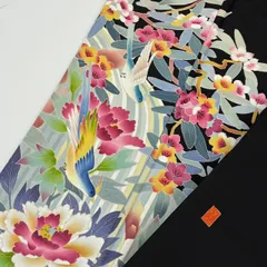 黒留袖 作家物 友禅 華やかな染め 五つ紋 比翼 正絹 着物 MK-3334