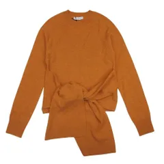 新品同様 JW Anderson ジェイダブリューアンダーソン クルーネック 長袖 ロングスリーブ 変形 ニット セーター XS オレンジ レディース 古着 中古 USED