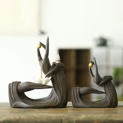 【新品未使用】メーカー製 中国風アンティーク 粗陶器 彩色仙女蓋椀 陶器製三点椀 家庭用 カンフー茶道具セット、茶碗