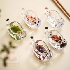 小皿 1個 猫 和食器 おしゃれ 小鉢 小皿 セット クリスタル かわいい 皿 鉢 可愛い 和食器 醤油皿 刺身皿 漬物皿 クリスタルガラス