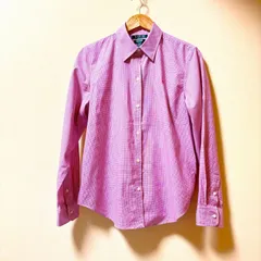 【美品】Lauren Ralph Lauren ギンガムチェック シャツ L ノンアイロン コットン100 メンズ レッド