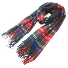 ジョンストンズオブエルガン Johnstons of Elgin カシミヤ100 大判 ストール ショール マフラー ブラックスチュワート タータンチェック柄 マルチカラー /UO