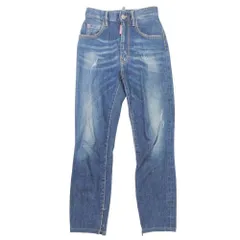 美品 DSQUARED2 ディースクエアード High waist twiggy jean デニム パンツ ジーンズ ダメージ加工 36 インディゴ レディース 古着 中古 USED