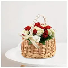 フラワーバスケット ウェディング フラワーガール 小物入れ ラタン プチギフト 2個セット かご ハンドバスケット おしゃれ かわいい ハンド