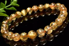 【１点物】AAA☆黄金の輝き ヘマタイトインタイチンルチルクォーツ　7.5mm　ブレスレット パワーストーン 天然石 _MC4324