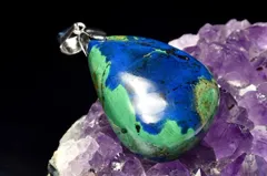 【１点物】シルバー925◇高発色 アズライト(藍銅鉱)　25x20mm　ドロップ ペンダントトップ パワーストーン 天然石 _PC8994