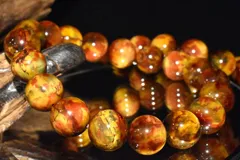 高発色◇マーブル模様 ゴールデンピーターサイト　9.5mm　ブレスレット 1個売り パワーストーン 天然石 _BG6299-95