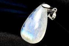 【１点物】AAA☆シルバー925 インド産 ブルームーンストーン　25x14mm　ドロップ ペンダントトップ パワーストーン 天然石 _PC9029