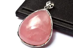【１点物】シルバー925◇マダガスカル産 ローズクォーツ　36x30mm　ドロップ ペンダントトップ パワーストーン 天然石 _PC8911