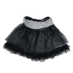 美品 15ss FOXEY BOUTIQUE フォクシー ブティック チュールレース ティアード ひざ丈 フレア スカート F 黒 ブラック レディース 古着 中古 USED