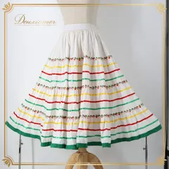 フォークダンス 衣装 スカート ホワイト系 ルイス LOUIS 刺繍 花 白 黄 赤 緑 チロリアン チロルスカート カントリー 明るい 爽やか ダンス衣装 イベント 練習 レッスン イエロー系 レッド系 グリーン系 ピンク系