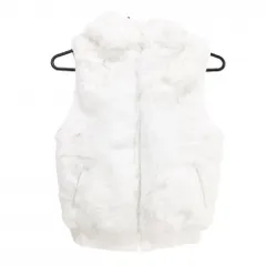 【美品】エフアールツー フード付フェイクファーベスト 白 バック刺しゅう レディース S ゴルフウェア #FR2 GOLF