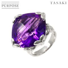 タサキ TASAKI 13号 リング アメジスト 9.02ct ダイヤ 0.20ct K18 WG ホワイトゴールド 750 指輪 田崎真珠 Ring 90305489